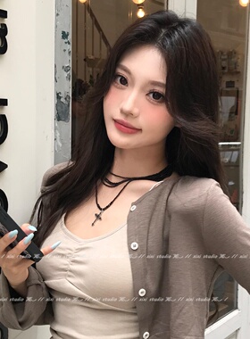 十字架串珠项链叠戴锁骨链Choker