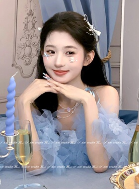 白色蝴蝶结飘带串珠流苏鸭嘴夹女