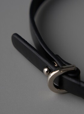 夜巡者！小铃铛choker项圈颈链Y2K项链黑色PU皮质颈带