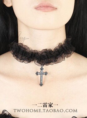简约y2k十字架蕾丝项圈甜酷个性小众辣妹choker项链配饰哥特颈环