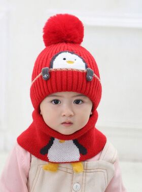 保暖宝宝帽子围脖两件套