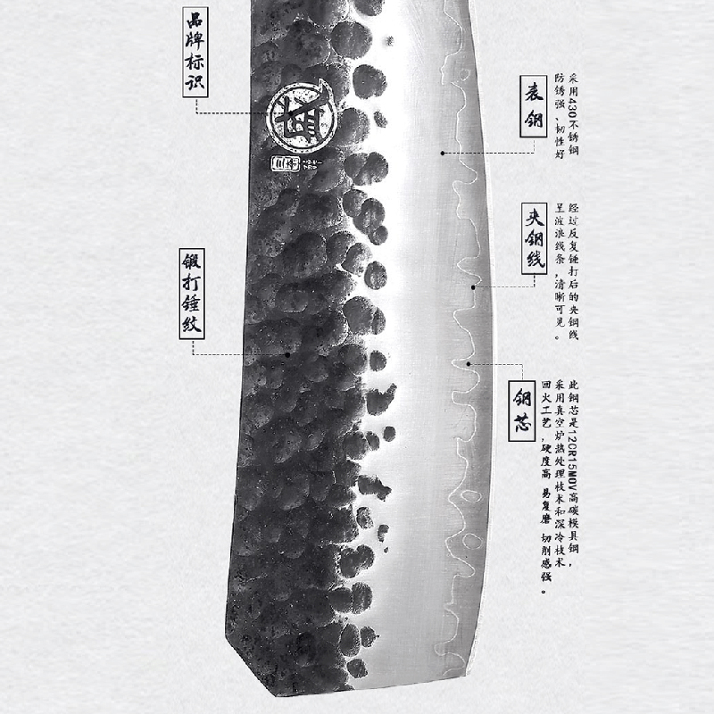 日本三本盛加厚剁骨刀锻打斩骨刀家用菜刀砍骨头专用刀柴刀砍骨刀