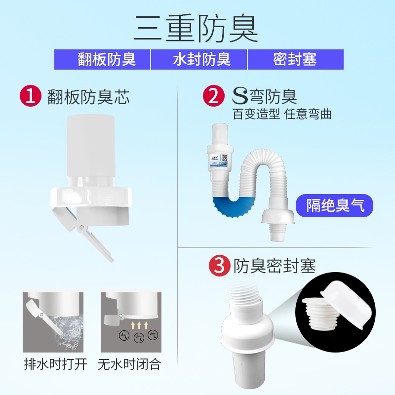 水斗胶水洗手盆厕所加长U型水封排水厨房下水道排水管弯头防臭塑-图2