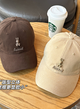 ins风宽檐显脸小棒球帽女生时尚甜美立体兔子鸭舌帽百搭遮阳帽子