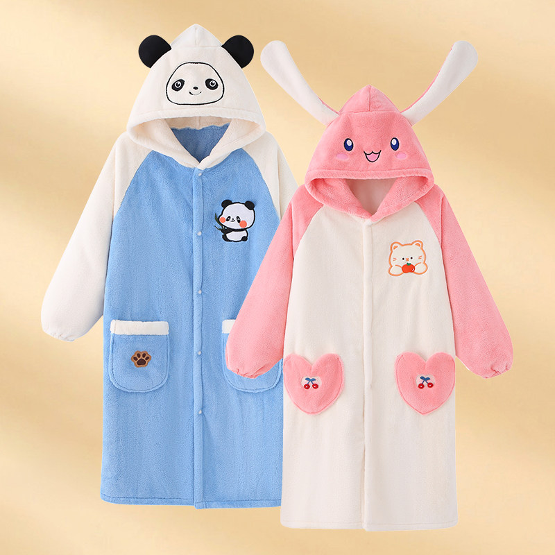 儿童浴袍可穿式浴巾带帽斗篷吸水速干中大男女童专用游泳秋冬加厚,淘宝优惠券,粉丝福利购,淘宝优惠卷