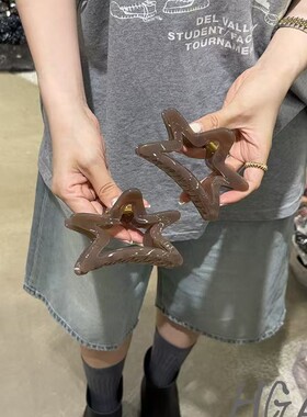 大号五角星U型弹簧鲨鱼夹发量多