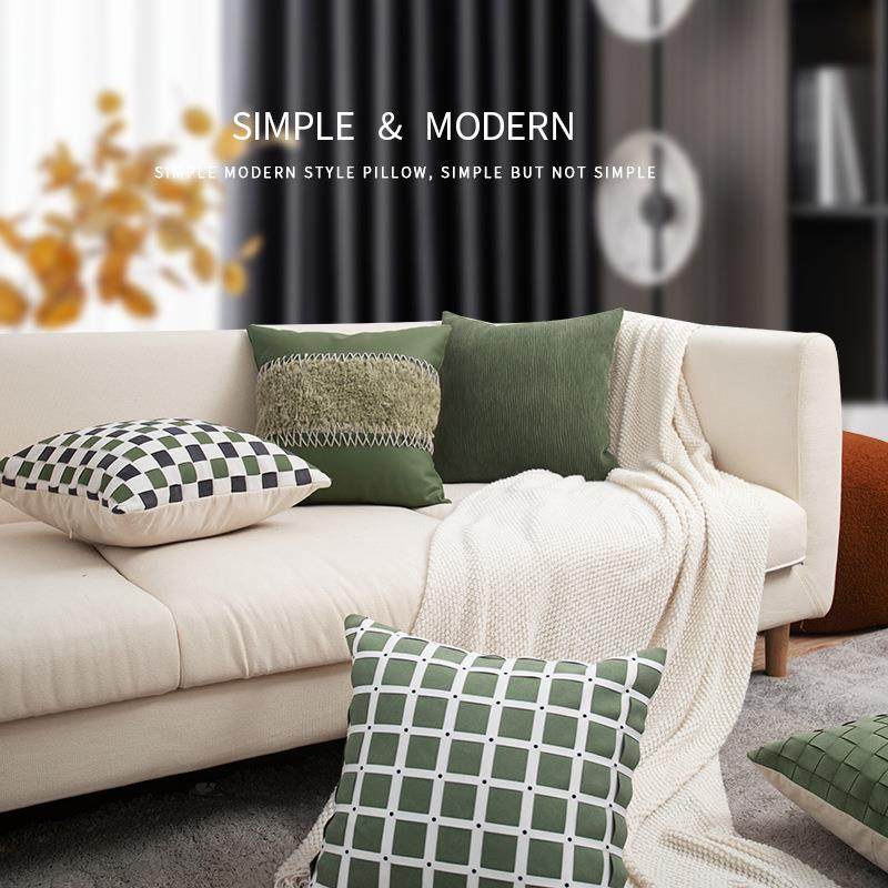 现代简约手工编织沙发抱枕绿色客厅飘窗靠垫酒店民宿床上靠枕,淘宝优惠券,粉丝福利购,淘宝优惠卷