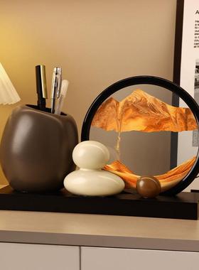 贝汉美时来运转流沙画创意笔筒办公室桌高级感酒柜装饰品摆件