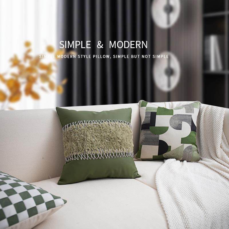 现代简约手工编织沙发抱枕绿色客厅飘窗靠垫酒店民宿床上靠枕,淘宝优惠券,粉丝福利购,淘宝优惠卷