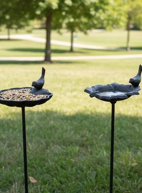 欧式复古铸铁铁艺喂鸟器鸟食盆花园装饰品摆件田园别墅庭院花插