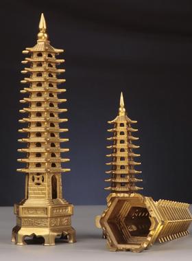 杨铜记 9九层13十三层书房桌面装饰工艺品 铜文昌塔 文昌塔摆件