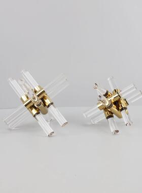 欧式亚克力金属交叉棒艺术摆件样板房售楼部客厅电视柜家居装饰品