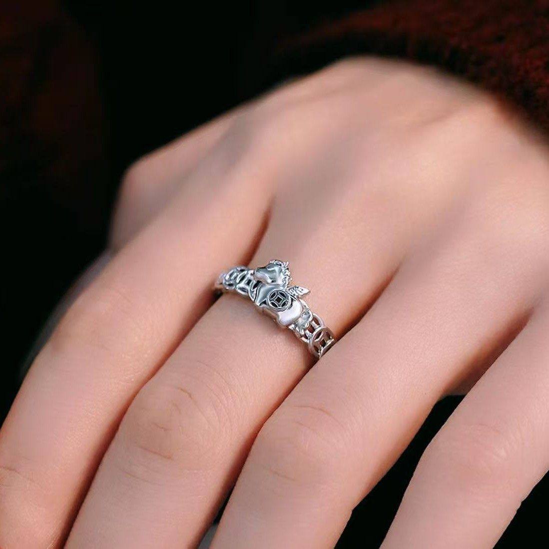 富纳锐马上有钱戒指2026新款本命年招财运指环小众开口可调节戒指,淘宝优惠券,粉丝福利购,淘宝优惠卷