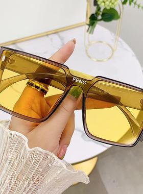 墨镜女款202新款防紫外线潮流朋克街拍太阳镜黄色高级男款遮阳镜