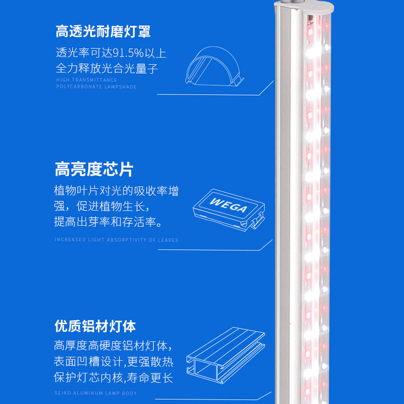 T5全光谱植物生长补光灯仿太阳光室内草莓水培叶菜蔬菜花卉绿植,淘宝优惠券,粉丝福利购,淘宝优惠卷