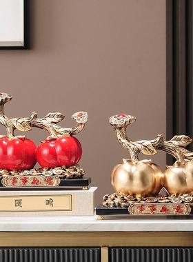 柿柿如意新中式轻奢乔迁之喜新居礼品客厅玄关电视酒柜装饰品摆件