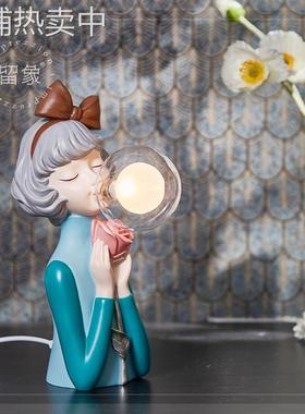 留象网红女孩小夜灯北欧创意泡泡女孩装饰卧室床头氛围灯生日礼物