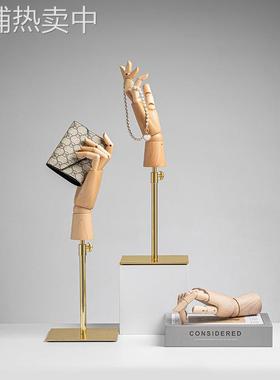 实木手模可活动关节假手模型服装店装饰陈列道具展示架手模摆件