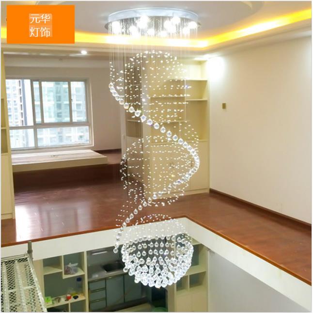 元华水晶吊灯复式楼梯长吊灯餐厅吊灯现代简约别墅客厅大吊灯 - 图1