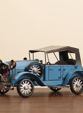 怀旧复古铁艺老爷车模型摆件 创意家居咖啡厅酒柜电视柜装饰品