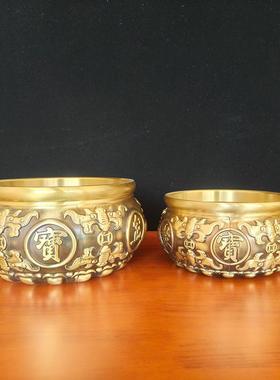 铜聚宝盆摆件黄铜家用客厅办公室开业装饰铜制品工艺礼品摆件