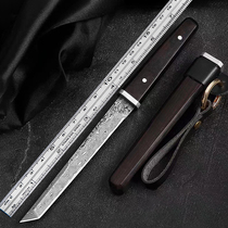 Damascus steel high hardness outdoor knife field portable self-defense small straight knife portable hand-handled meat knife fruit knife