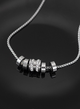 冷淡风钛钢项链女ins小众设计感毛衣链嘻哈网红镶钻吊坠配饰