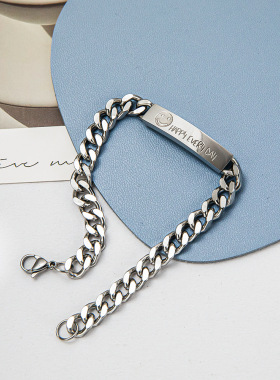 时尚潮流简约百搭ins潮笑脸手链 嘻哈小众轻奢冷淡风不锈钢手链