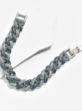 韩版酷潮星空蓝时尚轻奢ins风古巴手链 情侣个性百搭小众气质手链