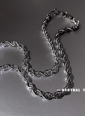 韩版嘻哈潮流个性钛钢项链男女麻花链简约时尚锁骨链不掉色配饰