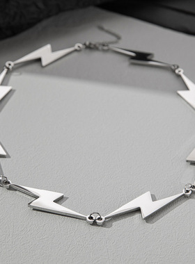 韩版不规则闪电项链轻奢小众设计感锁骨链ins潮酷个性钛钢项链女