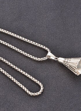 潮流百搭羽毛球项链个性时尚毛衣链嘻哈朋克网红羽毛球拍吊坠潮男