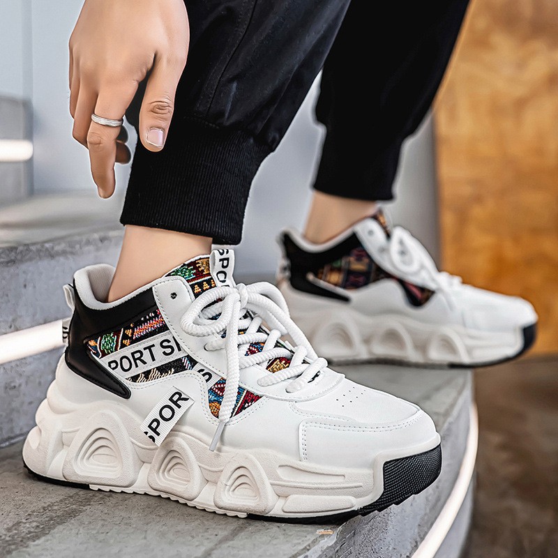 福建泉州品牌男鞋高帮高级感老爹鞋子休闲百搭跑步鞋本航运动a97 - 图0