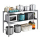 304 double-layer stove storage rack floor-standing multi-layer microwave oven kitchen stainless steel storage storage 2-layer dishes