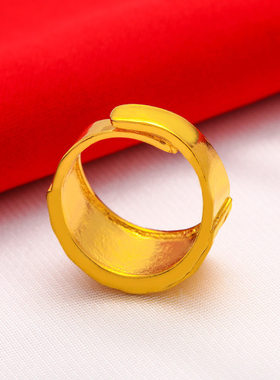 一帆风顺戒指男士加厚开口指环安佳思顺水风高端大气轻奢沙金a85