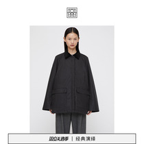 TOTEME womens clothing washed black waxed cotton fabric light core suede jacket jacket jacket