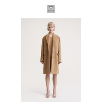 TOTEME Female Chestnut Brown Merald Teddy Velvet Wool Blend in long sheet Single Row Buttoned Coat Jacket