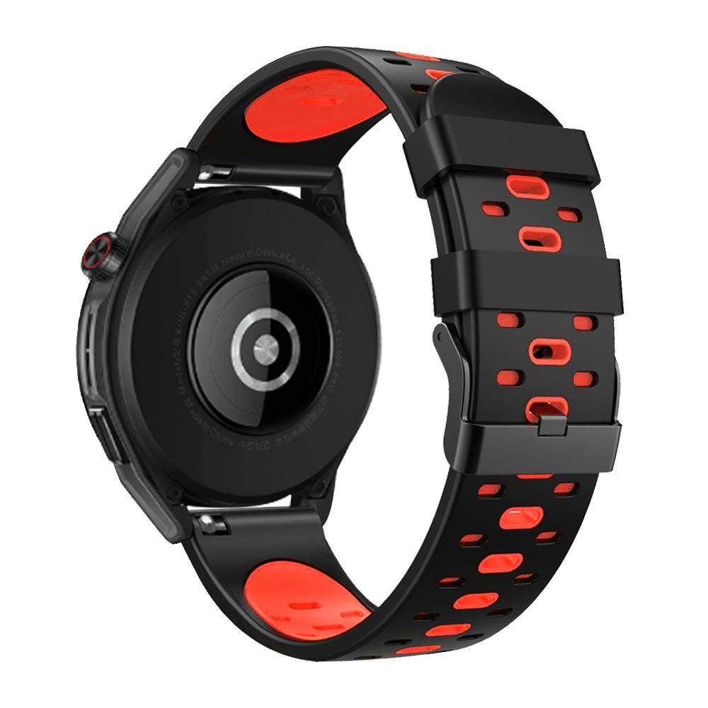 现货适用于华为Watch GT3三星wacth4三排孔双色硅胶表带22mm厂家