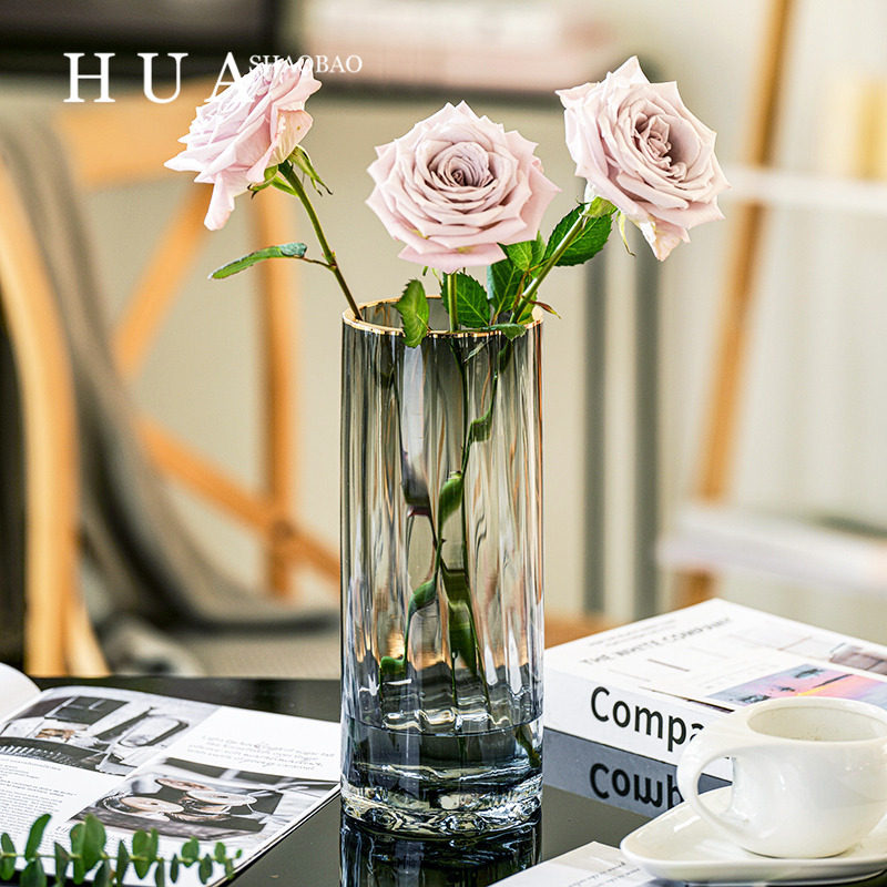 北欧简约创意轻奢透明花瓶水养富贵竹百合玻璃插花瓶客厅餐桌摆件,淘宝优惠券,粉丝福利购,淘宝优惠卷