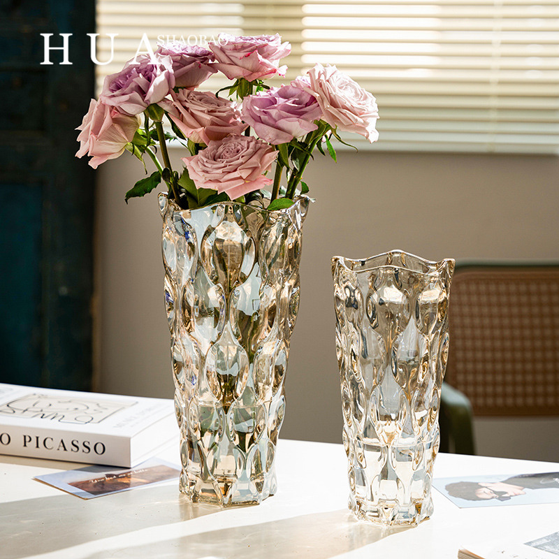 花瓶摆件客厅插花轻奢水晶玻璃ins风北欧玫瑰卧室网红水养装饰品 - 图0