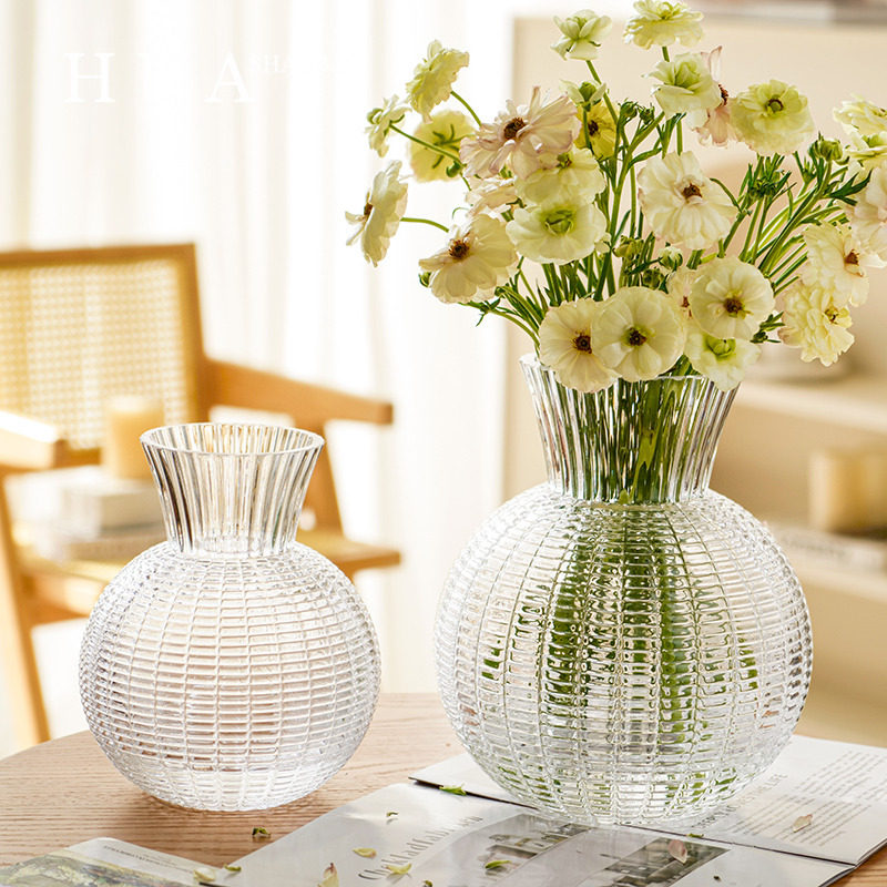 出口轻奢高档高级感玻璃花瓶客厅鲜花透明插花水养水培ins风摆件,淘宝优惠券,粉丝福利购,淘宝优惠卷