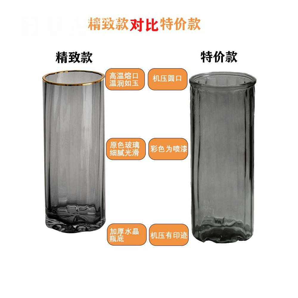 北欧简约创意轻奢透明花瓶水养富贵竹百合玻璃插花瓶客厅餐桌摆件,淘宝优惠券,粉丝福利购,淘宝优惠卷