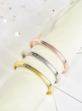 ins搭配手表配饰音文字母简约男女通用手饰几何型开口手镯定做