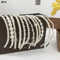 Retro Pearl Hair Stirrup of the Han prints Sweet Beauty Girl Mesh Red Hair Card Pressure Hair hoops Bride Hair Accessories