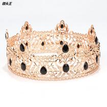 Retro and American mens golden crown briefs black water drill king headwear birthday hair hoop Amazon hot sell