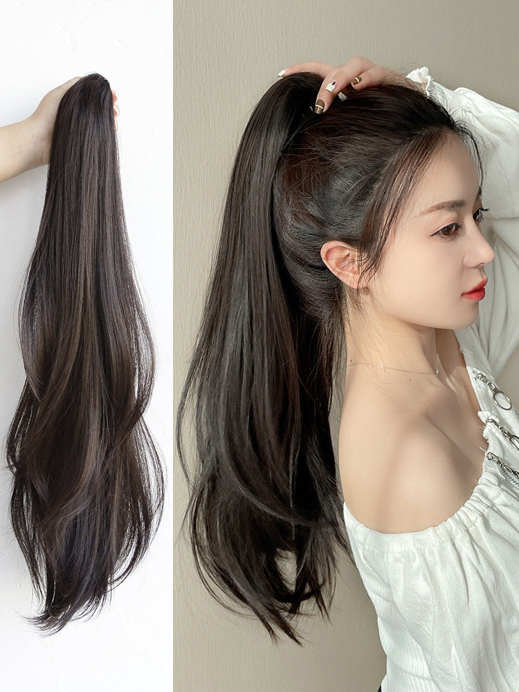 假发女卷发抓夹式高马尾 仿真发假辫子网红微卷马尾辫自然假发尾