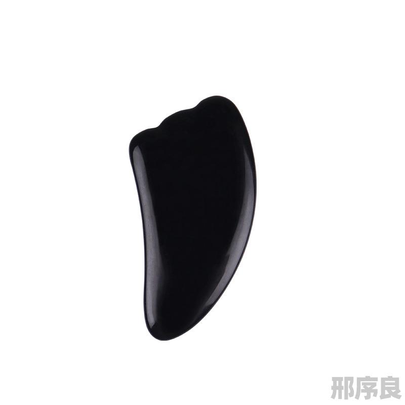 天然玉石黑曜石脸部眼部肌肤紧致提拉心形羊角刮痧板拨筋棒点穴笔