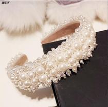 European and American hot selling cross border bride pearl hair stirrup crown baroque hair adorned Korean version princess haircut crystal head hoop woman