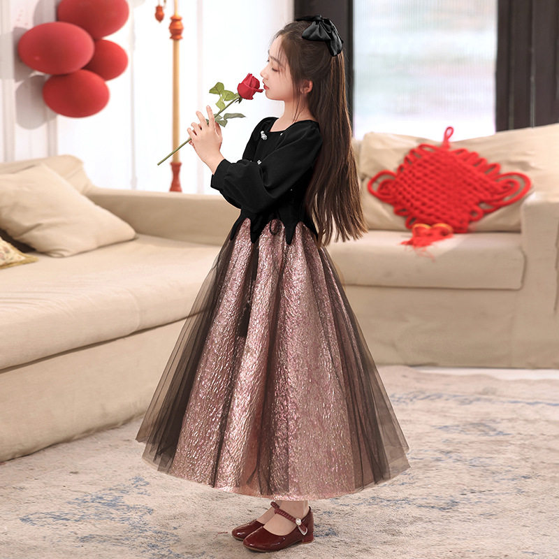 秋冬装新款洋气公主裙钢琴演奏礼服儿童生日主持人连衣裙女童裙子,淘宝优惠券,粉丝福利购,淘宝优惠卷