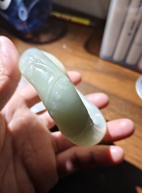 和田玉随型手镯圈口58条宽19重116克